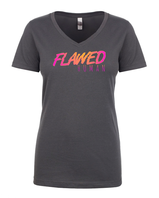 Flawed Human - Ladies V-Neck T-Shirt
