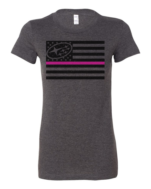 Ladies' Subie Flag w/ Pink Stripe by SubieMerch