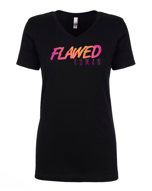 Flawed Human - Ladies V-Neck T-Shirt