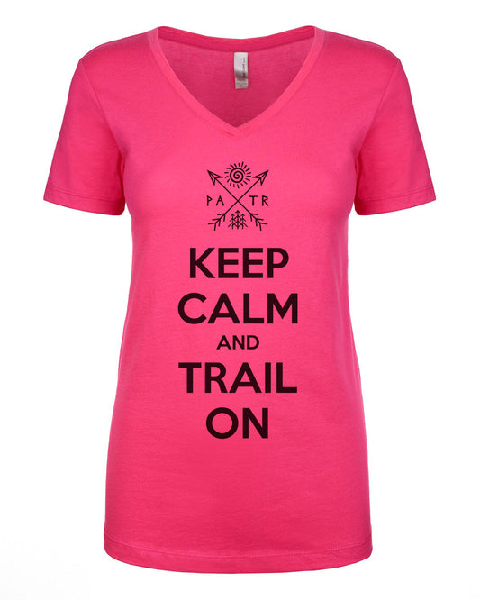 PATR - Keep Calm & Trail On w/ Petroglyph Design - Women's V-Neck T-Shirt